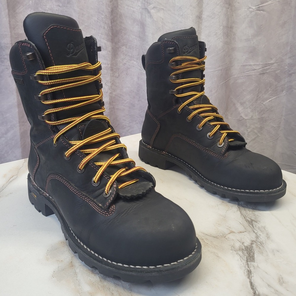 Danner Gritstone 8" Black Alloy Toe Size 9.5 D Waterproof Lace Up Boots